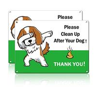 GLOBLELAND 2Pack No Pooping Dog Signs Please Clean Up After Your Dog Sign Pick Up Your Dog Poop Signs 7x10inch Aluminum Metal Signs