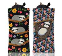 GLOBLELAND 2Pcs Cute Sloth Soft Glasses Case Forest Branchs and Maple Leaves Travel PU Leather Glasses Bag Portable Squeeze Top Eyeglass Case Pouch for Watches Phones Makeup Brushes