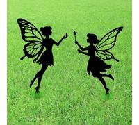 GLOBLELAND 2pcs Fairy Elves Metal Garden Stakes Magic Elf Decorative Yard Stakes Spring Trees Metal Outdoor Art Decor for Yard Patio Lawn Walkway Ornament
