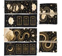 GLOBLELAND 2Pcs Lotus Snake Tarot Card Holder with Layout Pattern Moon Phases Polyester Tarot Serpents Divination Large Storage Pouch Accessories for Playing Cards and Tarots