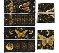 GLOBLELAND 2Pcs Moths Butterflies Tarot Card Holder with Layout Pattern Moon Phases Polyester Tarot Magic Divination Large Storage Pouch Accessories for Playing Cards and Tarots