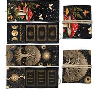 GLOBLELAND 2Pcs Sun Moons Tarot Card Holder with Layout Pattern Moons Phase Mushrooms Polyester Tarot Storage Bag Tree of Life Divination Storage Pouch Accessories for Playing Cards Tarots Oracle Deck