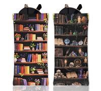 GLOBLELAND 2Pcs Vintage Magic Bookshelves Glasses Pouch Soft Magical World Sunglasses Bag Squeezing Top Portable Eyeglass Pouch Case for Travel Women Man