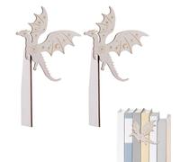 GLOBLELAND 2Sets Natural Wood Dragon Bookshelf Decor Handmade Wooden Bookshelf Accessories Dragon Book Corner Decoration Bookish Gift for Books Lover Library