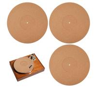 GLOBLELAND 3 Pcs Vintage Cork Turntable Mats 12 inch Felt Turntable Slipmat 3mm Thick Platter Cork Record Player Mat for Vinyl Record Players