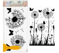 GLOBLELAND 3 Sheets Dandelions and Butterflies Furniture Transfer 6x12inch Wildflower Buds Rub on Transfer Self-Adhesive Wall Art Decals for Bedroom Living Room Desk Table Decoration