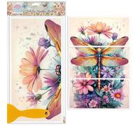 GLOBLELAND 3 Sheets Flowers Dragonflies Rub on Transfers Magritte Flowers Furniture Decor Transfers Vintage Decal Transfers Stickers for Bedroom Living Room Desk Table Decoration