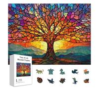 GLOBLELAND 300Pcs Colorful Tree of Life Wooden Jigsaw Puzzles for Adults 38.5x28.5cm/15.1x11.22in Colorful Wood Adult Puzzles for Christmas Halloween Birthday