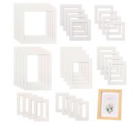GLOBLELAND 32 Pcs 8 Sizes White Photo Mounts Rectangle Square Pictures Mounts Card Pictures Photo Frame Mats for Graduation Photos Posters Prints Artworks Paintings