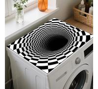 GLOBLELAND 3D Checkerboard Tunnel Washer Dryer Dust Cover 23.6×19.6 inch Black and White Washing Machine Top Protector Pads Non Slip Washing Machine Top Covers for Laundry Room Living Room Kitchen