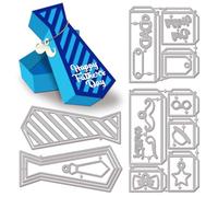 GLOBLELAND 3D Father's Day Tie Gift Box Cutting Dies Metal Happy Dad Die Cuts Tie Box Cutting Embossing Templates for Scrapbooking Crafts Paper Cards Making