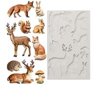 GLOBLELAND 3D Forest Animals Silicone Mold for Polymer Clay Soap 8.4×5.4 inch Rabbit Mushroom Corner Frame Resin Casting Mould for DIY Epoxy Resin Art Crafts Jewelry Making