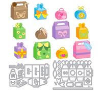 GLOBLELAND 3D Mini Gift Box Cutting Dies for Card Making Holiday 3 Style Bows Boxes Metal Die Cuts Moons Stars Labels Die Cut Dies for DIY Embossing Scrapbooking Paper Crafts Decor