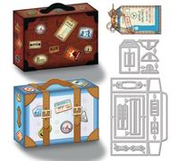 GLOBLELAND 3D Retro Suitcase Box Metal Die Cuts Vintage Storage Box Metal Cutting Die 3D Suitcase Cutting Dies for DIY Scrapbooking Photo Album Decorative Embossing Paper Card