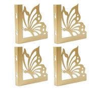 GLOBLELAND 4 Pcs Gold Shelf Brackets 4.6inch Iron Butterfly Decorative Shelf Brackets Heavy Duty Antique Metal Floating Storage for Wall Kitchen Room Decorative Rack Shelves