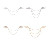 GLOBLELAND 4 Pcs Men's Angel Wings Chain Brooch Pins Vintage Feathers Lapel Chains Hanging Chains Brooch for Suit Tuxedo Shirt Wedding Business Evening Party