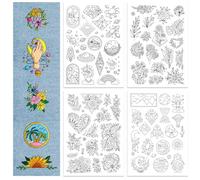 GLOBLELAND 4 Sheets 70Pcs Flowers Water Soluble Hand Sewing Stabilizers Celestial Stick and Stitch Embroidery Designs Paper for Fabric Embroidery Stitch Practice Embroidery Patterns Transfers