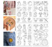 GLOBLELAND 4 Sheets Animal Alphabet Water Soluble Stabilizer Animal Letter Hand Embroidery Stick and Stitch for DIY Sewing Embroidery Adhesive Hand Sewing Stabilizers 11.7x8.3inch
