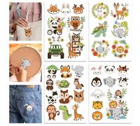 GLOBLELAND 4 Sheets Cartoon Animals Colorful Water Soluble Hand Sewing Stabilizers Flowers Animals Wash Away Embroidery Stabilizer Embroidery Stitch Practice for Embroidery Beginners Lovers