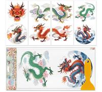 GLOBLELAND 4 Sheets Chinese Dragon Furniture Transfers 6x12inch Oriental Dragon Rub on Transfer UV Self-Adhesive Stickers Wall Art Craft for Bedroom Living Room Decoration