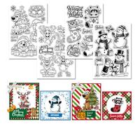 GLOBLELAND 4 Sheets Christmas Animals Deer Clear Stamp for Scrapbooking Dog Owl Silicone Stamps Hedgehog Raccoon Transparent Stamp Set for Card Making DIY Embossing Journaling