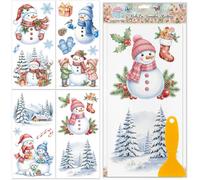 GLOBLELAND 4 Sheets Christmas Winter Snowman Rub on Transfers for Crafts Christmas Snowflakes Furniture Transfer Stickers 11.8x5.9inch Snowscape Decals Stickers for Bedroom Living Room Desk