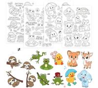 GLOBLELAND 4 Sheets Cute Animals Clear Stamp for Scrapbooking Ducks Sloths Silicone Stamps Frogs Rabbit Transparent Stamp Set for Card Making DIY Embossing Journaling