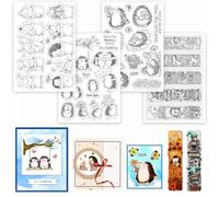 GLOBLELAND 4 Sheets Cute Hedgehog Clear Stamp for Scrapbooking Cartoon Animal Rabbit Silicone Stamps Bookmark Transparent Stamp Set for Card Making DIY Embossing Journaling