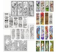 GLOBLELAND 4 Sheets Fairy Tale Bookmarks Clear Stamp for Scrapbooking Plant Bookmarks Silicone Stamps Flowers Transparent Stamp Set for Card Making DIY Embossing Journaling