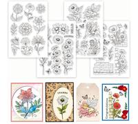 GLOBLELAND 4 Sheets Flowers Clear Stamp for Scrapbooking Daisy Fairy Silicone Stamps Wallflowers Lily Transparent Stamp Set for Card Making DIY Embossing Journaling