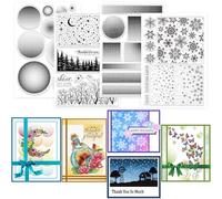 GLOBLELAND 4 Sheets Gradient Background Clear Stamp for Scrapbooking Snowflakes Stars Silicone Stamps Dot Gradient Pattern Transparent Stamp Set for Card Making DIY Embossing Journaling