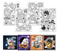 GLOBLELAND 4 Sheets Halloween Comic Cat Clear Stamp for Scrapbooking Cartoon Cat Silicone Stamps Happy Halloween Transparent Stamp Set for Card Making DIY Embossing Journaling
