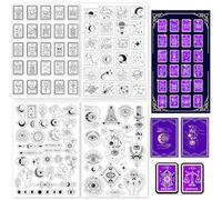 GLOBLELAND 4 Sheets Magic Divination Clear Stamps for Card Making Mystic Tarot Silicone Clear Stamp Seals Transparent Stamps for DIY Scrapbooking Journals Decorative Photo Album
