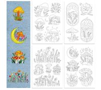 GLOBLELAND 4 Sheets Mushroom Plants Water Soluble Stabilizer Hand Sewing Stabilizers with Pre Printed Stick and Stitch Self Adhesive Wash Away Stabilizer for Bags Cloth Embroidery Hand Sewing Lover