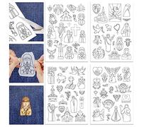 GLOBLELAND 4 Sheets Nativity Pattern Water Soluble Embroidery Hand Sewing Stabilizers for Fabric Stitch Practice Embroidery Stickers Wash Away Stabilizers for Embroidery Beginners Lovers
