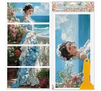 GLOBLELAND 4 Sheets Retro Dreamy Victoria Lady Furniture Transfer 6x12inch Seaside Beauty Rub on Transfer UV Self-Adhesive Stickers Wall Art Craft for Bedroom Living Room Desk Table Decoration