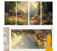 GLOBLELAND 4 Sheets Sika Deer Rub on Transfers Forest Sunrise Furniture Decor Transfers Snow Mountain Decal Transfers Stickers for Bedroom Living Room Desk Table Decoration