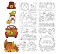 GLOBLELAND 4 Sheets Thanksgiving Turkey Water Soluble Hand Sewing Stabilizers for Fabric Stitch Practice Autumn Pumpkin Embroidery Stickers Wash Away Stabilizers for Embroidery Beginners Lovers