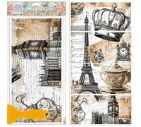 GLOBLELAND 4 Sheets Vintage Crown Rub on Transfer Paris Tower Transfer Stickers Feathers Clock Decal Transfers Decals for Furniture Bedroom Living Room Desk Table Decoration