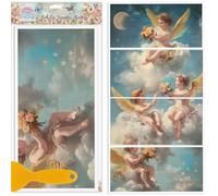GLOBLELAND 4 Sheets Vintage Oil Painting of Angels Furniture Transfer 11.8x5.9inch Moon Stars Rub on Transfer UV Self-Adhesive Stickers Wall Art Craft for Furniture Room Desk Table
