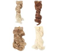 GLOBLELAND 4Pcs 4 Colors Doll Curly Wig Hair 15cm Fluffy Curly Long Hairs for Making Dolls Wigs Fashion Soft Flexible Wave Synthetic Perm Hairs Extension Dolls Accessories for DIY Doll Making Craft