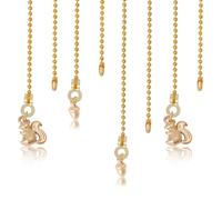 GLOBLELAND 4PCS Brass Ceiling Fan Pull Chain Ceiling Fan Danglers with Decorative Squirrel and Pinecone Golden Beaded Ball Chain Extenders for Home Decoration