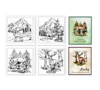 GLOBLELAND 4Pcs Mini Forest Deer Clear Stamps for DIY Scrapbooking Mini Christmas Deer Forest Silicone Stamp Seals Transparent Stamps for Cards Making Photo Album Journal Home Decoration