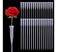 GLOBLELAND 50PCS Transparent Stem Water Tubes for Flowers with PVC Caps Plastic Flower Tubes Supplies Fresh Floral Water Vials for Flowers Arrangements