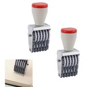 GLOBLELAND 6 Digit Number Stamp Roller 2 Pack Reusable Date Stamp with 0-9 Wheels Rolling Numbering Machine Office Files Packaging Scrapbooking DIY Crafts