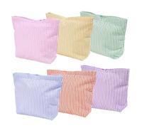 GLOBLELAND 6 Pcs 6 Colors Seersucker Makeup Bags 5.3x5.1 inch Elastic Cloth Squeeze Travel Makeup Pouch Portable Storage Organizers Wallets Coin Pouches for Women Lipstick Cosmetic Jewelry Storage