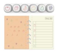 GLOBLELAND 6 Pcs 6 Styles Fruits Theme Self Inking Stamps for Grading Apples Strawberries Bananas Plastic Stamp Set Lemons Pears Grapes Mini Stamps for Drawing Journaling Art Crafts Birthday Party