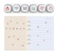 GLOBLELAND 6 Pcs 6 Styles Insects Self Inking Stamps for Grading Butterfly Beetle Plastic Stamp Set Grass Flower Plant Mini Stamps for Drawing Journaling Art Crafts Birthday Party Favor Prizes