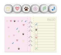 GLOBLELAND 6 Pcs 6 Styles Simple Pattern Self Inking Stamps for Grading Paw Print Musical Note Plastic Stamp Set Love Star Mini Stamps for Drawing Journaling Art Crafts Birthday Party Favor Prizes