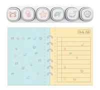 GLOBLELAND 6 Pcs 6 Styles Summer Ocean Animals Self Inking Stamps for Grading Crab Jellyfish Starfish Plastic Stamp Set Sea Turtle Whale Seashell Mini Stamps for Drawing Journaling Art Crafts